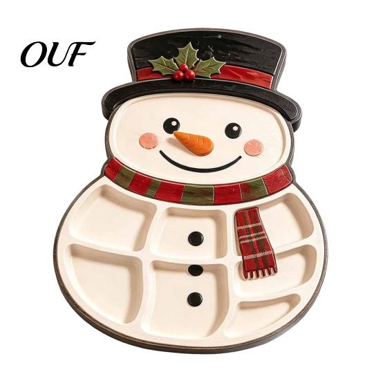 Christmas Snack Serving Tray Tree Platter, Wooden for Holiday Parties, Multi-Compartment Food Display Candy Plate Parties Cheese Fruit Nuts,
