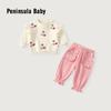 2025 Autumn Baby Girl Cherry Two-Piece Set: Long Sleeve Top and Pants