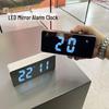 Multifunction LED Mirror Alarm Clock with Dual Power Options & Makeup Light