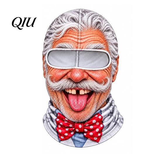 Funny Face Ski Mask Realistic Balaclava Mask, Old Man Woman Print Neck Gaiter, Snowboard Shield Windproof Full Coverage for Winter Sports Snowboarding
