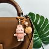 Labubu Cloth Cute Grain Standing Flocking Labubu Bag Couple Car Keychain Decorative Pendant Mobile Phone Chain