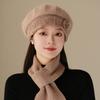 Casual Thicken Mom Hat Scarf Windproof Rabbit Fur Knitted Hats Coldproof Winter Hat Scarf Women