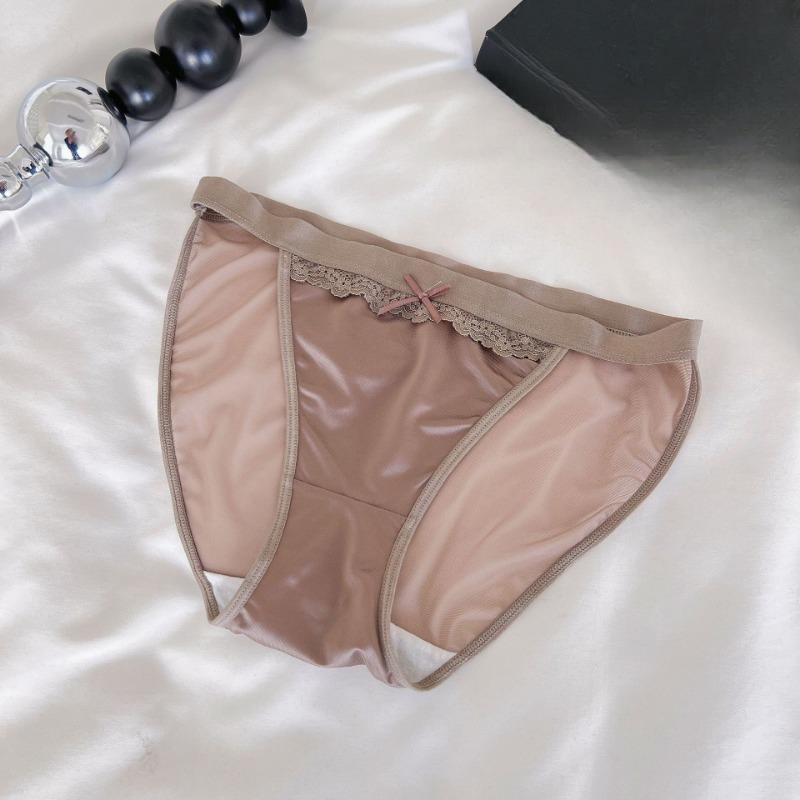 Женские трусики из атласа и кружева с высоким разрезом, сексуальные, удобные, дышащие, с хлопковой ластовицей, со средней посадкой, сетчатые