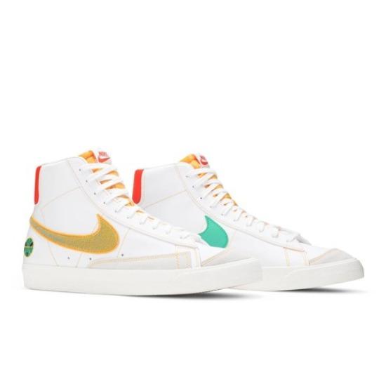 Nike Кроссовки Blazer Mid '77 Vintage "Rayguns" Искусственная кожа Обертка-инопланетянин Противоскользящие Износостойкие Средней высоты Для скейтбординга Унисекс Зеленый Желтый Красный DD9239-100