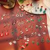 New Christmas Drip Oil Stud Earrings: Red & Green Tree, Snowman, Boots, Bells – Cute Cartoon Jewelry