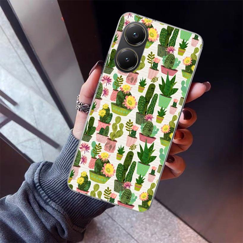 Cartoon Plant Cactus Phone Case For Xiaomi Poco X7 X6 X5 Pro F7 Ultra Redmi 15C 15 13 13C 12 12C 10 10A 10C 9 9A 9C 9T Shell Poc