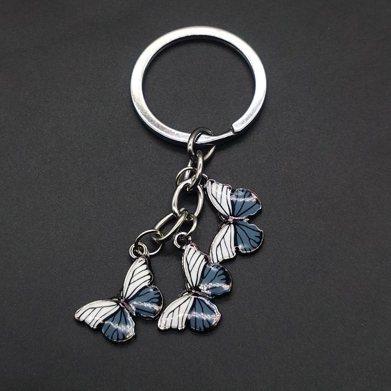 Random 5 colors New Colorful Enamel Butterfly Keychain Insects Car Key Women Bag Accessories Jewelry Gifts