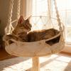 Hand Woven Kitten Hammock Hanging Cat Bed Bohemian with Hanging Kit Interior Decoration Cat Nest