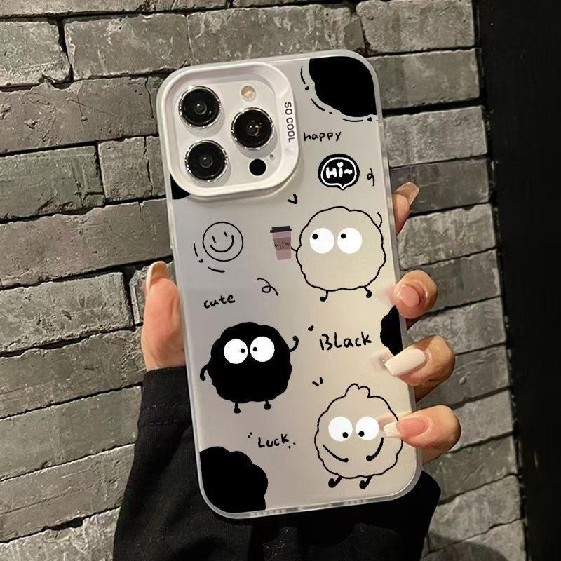 Маленькие угольные шарики подходят для чехла мобильного телефона Apple 13promax iPhone15 лазерный 14max мультяшный 16 цветной серебристый xsmax.