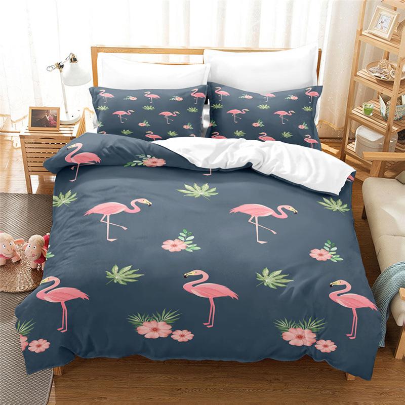 3D комплект постельного белья с изображением фламинго, пододеяльник с изображением животных, наволочка, 2/3 шт., AU240 * 270, полный размер, быстросохнущее декоративное пододеяльник