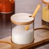 300ml Glass Seasoning Storage Jars with Bamboo Lid And Spoon Kitchen Spice Box Seasoning Container Sugar Salt Pepper Storage Jar