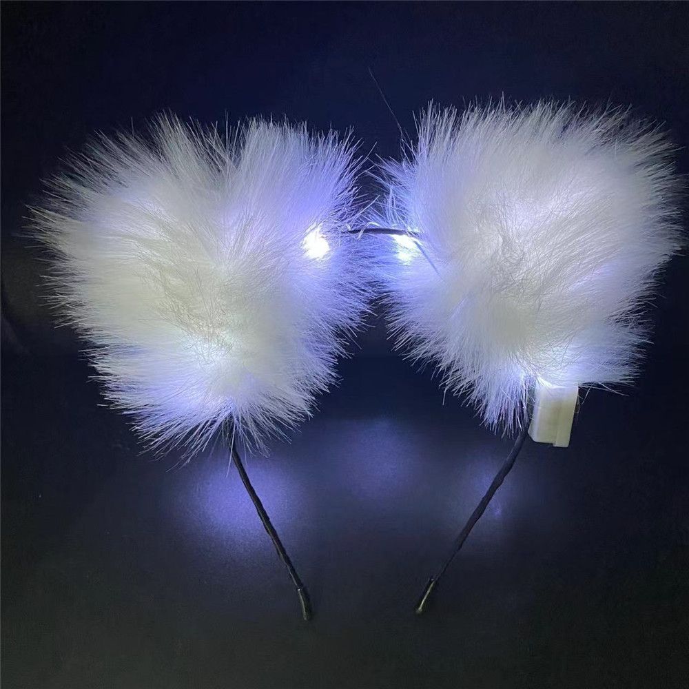 With LED Light Masquerade Cat Ear Headband Cosplay Headwear Fancy Dress Hairband Hair Accessories