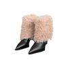 Fleece To Keep Warm In Winter, New Pointed-toed Thin-heeled Medium-heeled Short Boots, Fluffy Boots, High-heeled Design for Women