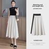 Лето 2024 года. Белая юбка А-силуэта с высокой талией — утягивающая, драпированная, прикрывающая живот юбка-зонтик для женщин