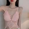 Sexy Crop Tops Lace Flower Halter Tank Top Women Summer Camis Hollow Out Backless Camisole Casual Tube Female Sleeveless Vest