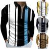 Men'S Lapel Long Sleeve Printed Casual Top Loose Sports Lapel Shirt