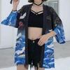 Новый японский кимоно Harajuku с цифровой печатью, пончо, пижамный кардиган