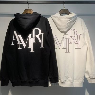 877 Amiri Letter Print Весна и осень Свободная толстовка большого размера из тонкого высококачественного хлопка с капюшоном для пары