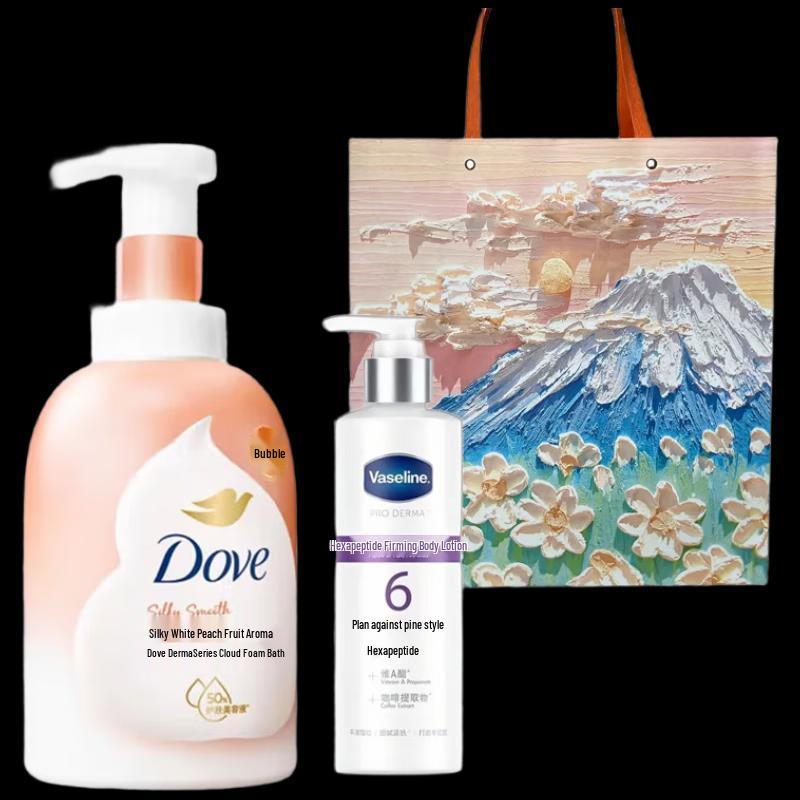 Dove White Peach Shower Mousse & Hexapeptide Body Lotion Set
