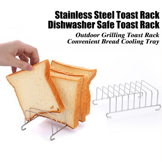 Подставка для тостов из нержавеющей стали на 8 слотов, поднос для охлаждения хлеба, прямоугольный держатель для тостов на кухне, нержавеющая подставка для хлеба для фритюрницы и гриля на открытом воздухе