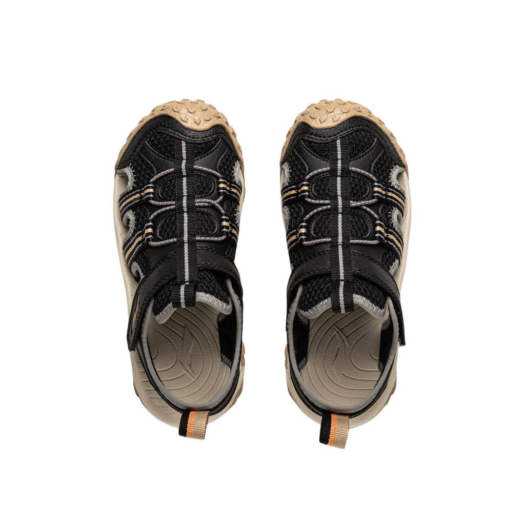 Li Ning Kids Sports Lifestyle Synthetic Leather Comfortable Trendy Non-Slip Wear-Resistant Low-Top Sandals Kids Sandals Black YKKV006-7