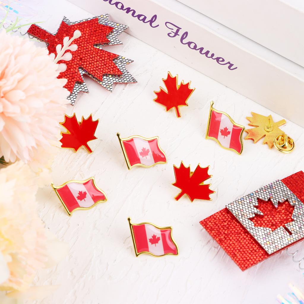 30 Pcs Waving Canada Flag Lapel Pin Red Maple Leaf Brooch Canada Day Decorations