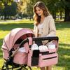 Stroller Storage Bag, for with Adjustable Straps, Waterproof Oxford Fabric Multi-Compartment Organize, for Baby Bottles Diapers Keys