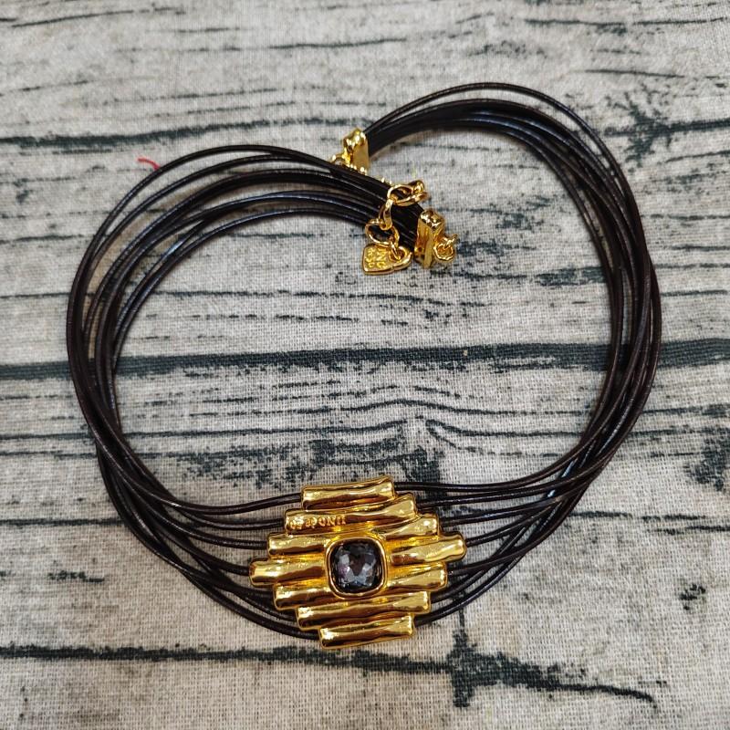 The best-selling retro style exquisite leather rope inlaid with gemstones necklace in 2026, suitable for daily casual wear
