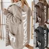 2025 Autumn and Winter New Long Cardigan Hooded Sweater Letter Knitted Sweater Women's Knitted Jacket