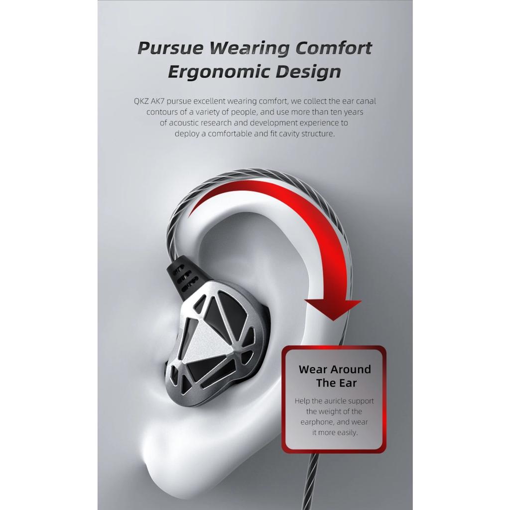 QKZ AK7 Медные Проводные Наушники HiFi Bass Stereo Super Clear Gaming Headset Music Sport 3,5 мм AUX Наушники-вкладыши с микрофоном