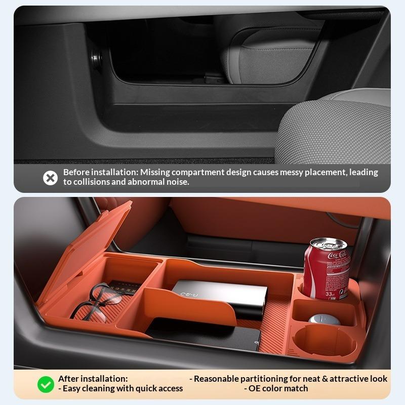 Suitable for Ideal L8/l9 Center Console Underneath Storage Box Silicone Double-layer Organizer Tray Car Interior Accessories