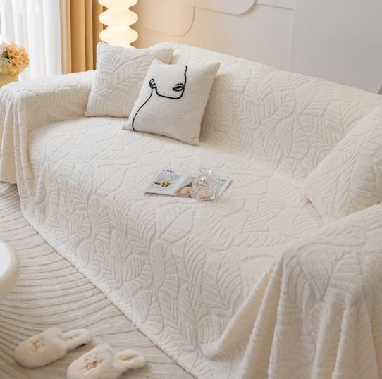 Большой чехол для дивана с защитой от кошачьих царапин, зимнее плюшевое полотенце для дивана в стиле Ins, сплошное цветное одеяло с полным покрытием, полное покрытие
