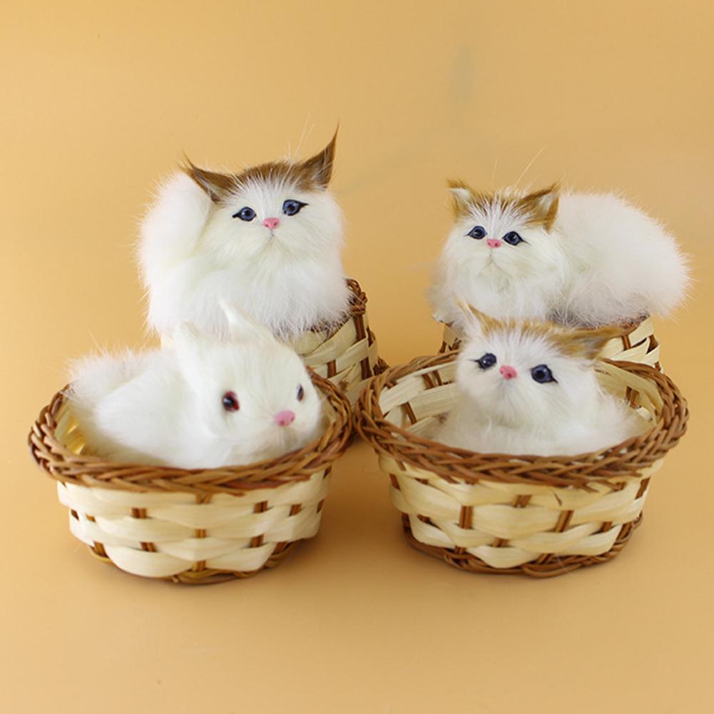 Прекрасная имитация животного, кукла, плюшевая мини-корзина, кошка, кролик, собака, детская рождественская игрушка, подарок на Рождество и день рождения