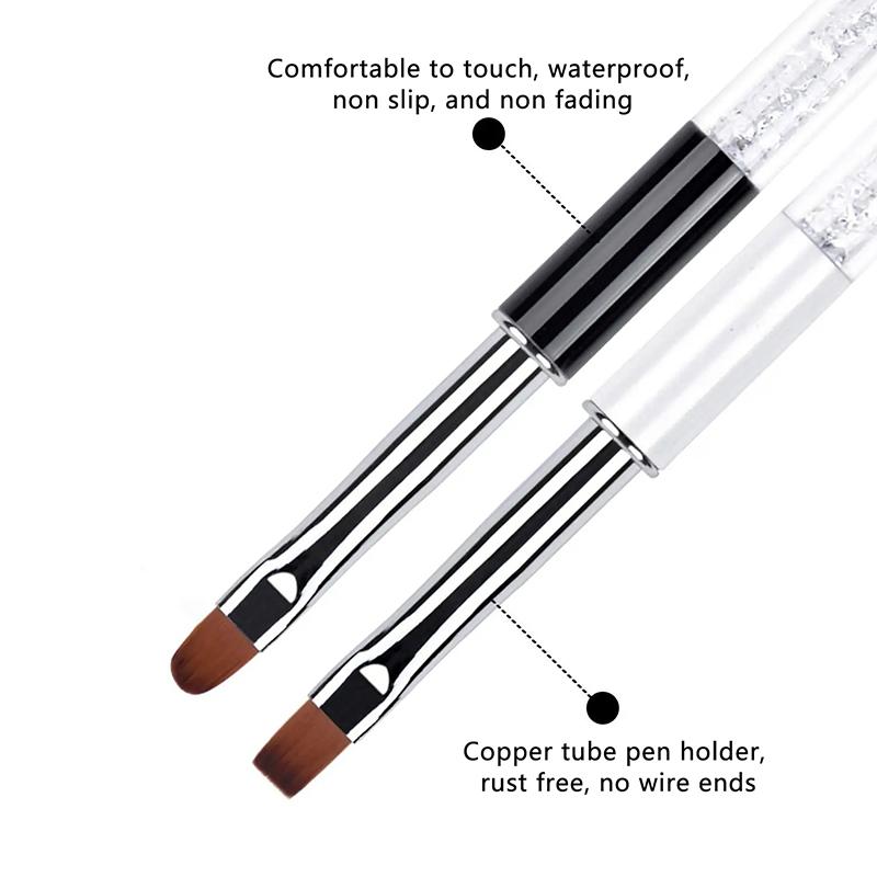 Nail Glue Phototherapy Pen Oval Flat Gel Nail Brush Handle Professional Nail Art Design Brushes Nail Art Tool