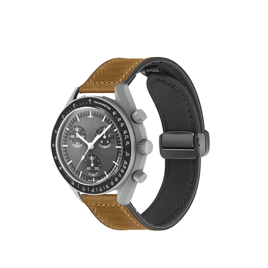 Кожаный ремешок 20 мм для совместных часов Omega X Swatch MoonSwatch Planet Metal с магнитной застежкой для часов Swatch, силиконовый ремешок, аксессуары