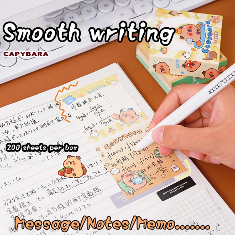 200 листов милый мультяшный капибара не липкая записная книжка выдвижной тип бумага для заметок разрываемая бумага для заметок эстетическая канцелярия