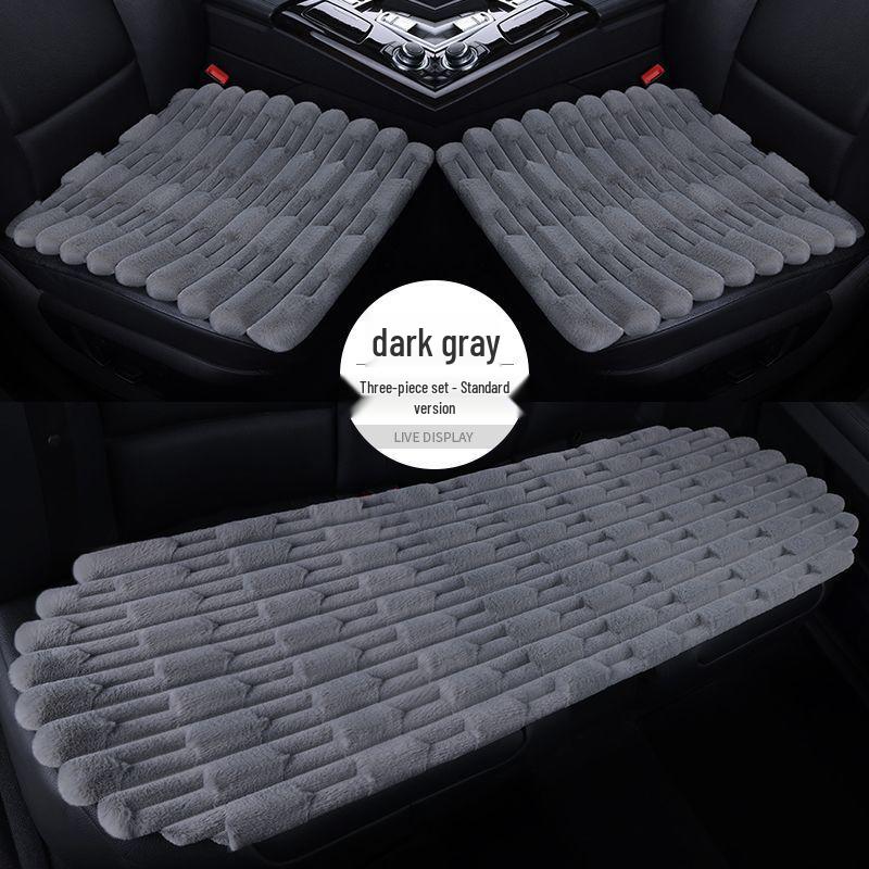 Универсальный Зимний Плюшевый Бамбуковый Набор Подушек для Автосиденья с Подогревом - Нескользящий, Утолщенный, Трехкомпонентный для Тепла и Комфорта
