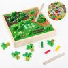 FlyCreat Wooden Montessori Shape Matching Toy - Farm Vegetable Pulling and Magnetic Bug Catching Game, Vegetable and Color Recognition, Shape