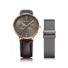 BERING Men's & Women's (Unisex) Watch, Japan Exclusive, Brown Calf Leather & Gray Stainless Steel with Two Mesh Straps, Sapphire Crystal, Changes, 142