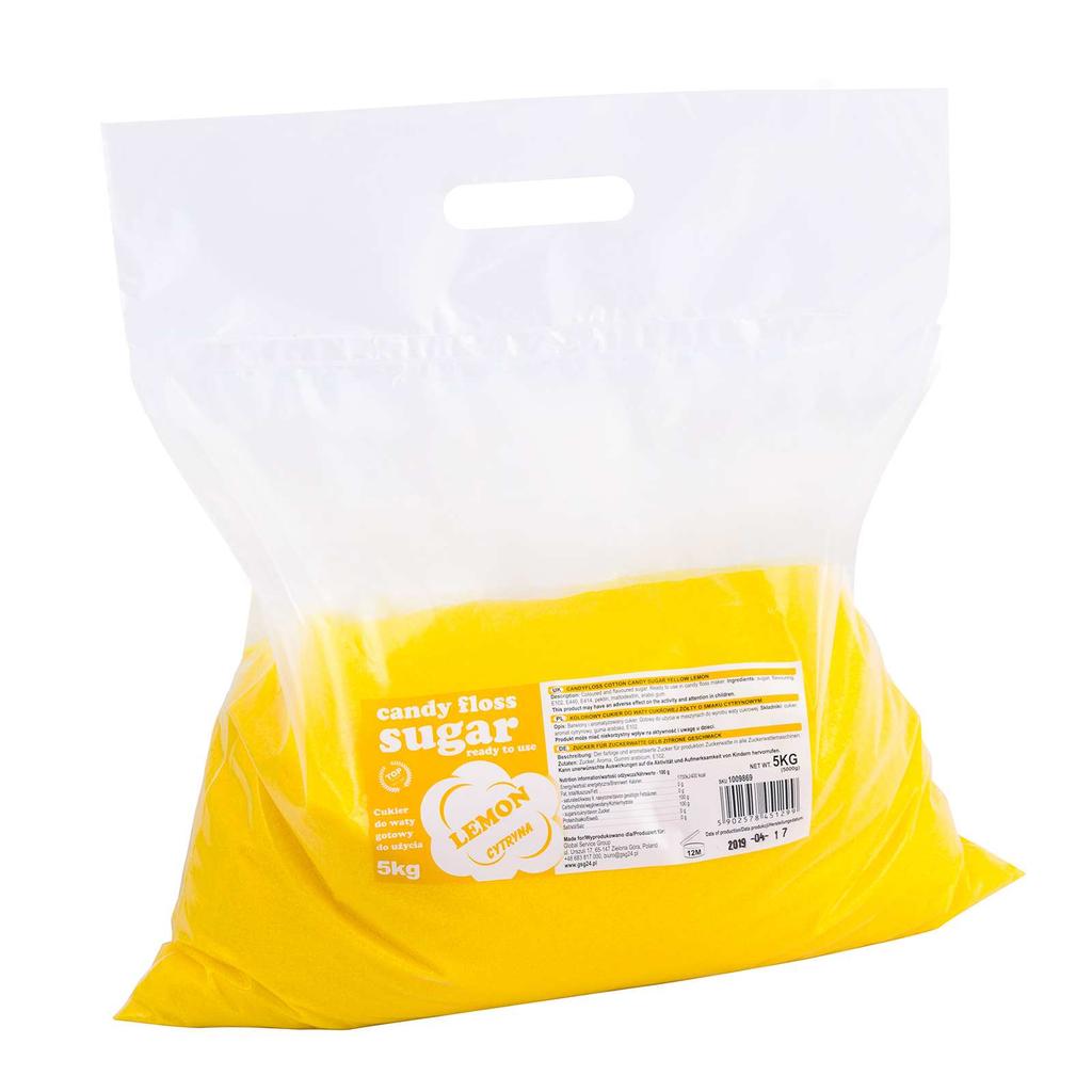 Colorful flavored cotton candy sugar yellow with lemon flavor 5kg