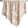 Beige Scarf 90x90 with White Polka Dots and Flowers - Delicate Elegance in a Vintage Style