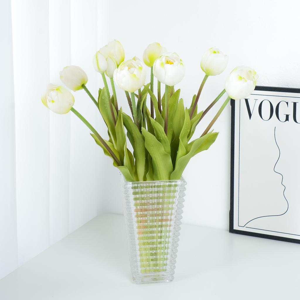 Мягкая резина 5-головый двойной тюльпан, Домашний светлый люкс, Высококлассный декоративный цветок-симуляция тюльпана