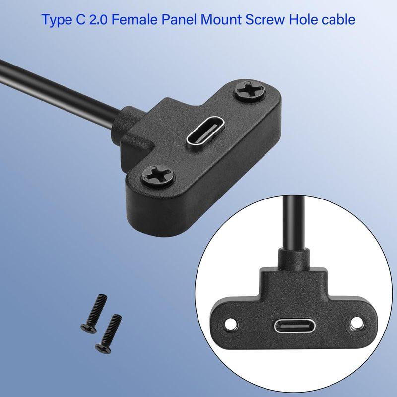 1pc USB Type C Male to Female 90° Angle Panel Mount Screw Connector Data Power Charger Cable for Laptop Tablet Mobile Phone