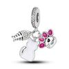Подвески Plata Charms Of Ley 925 Elephant Katty Car Coffee, подвески, подходят для оригинального браслета Diy