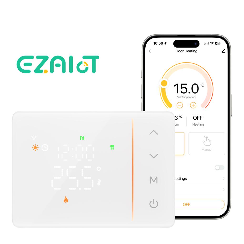 Tuya smart battery powered wifi thermostat gas boiler switch heating/cooling programmable remote control support alexa google