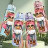 1PC Fashion Teddy Bear Puppy Cartoon 750ml Color Plastic Sports Water Bottle Leakproof Flip Straw Lid Suitable for Sports Office Home Use