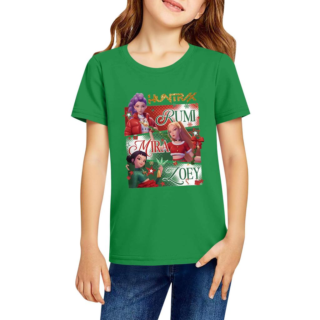 Fashionable Round Neck Short Sleeve Work Clothes Printed Tops For KID Summer Tops