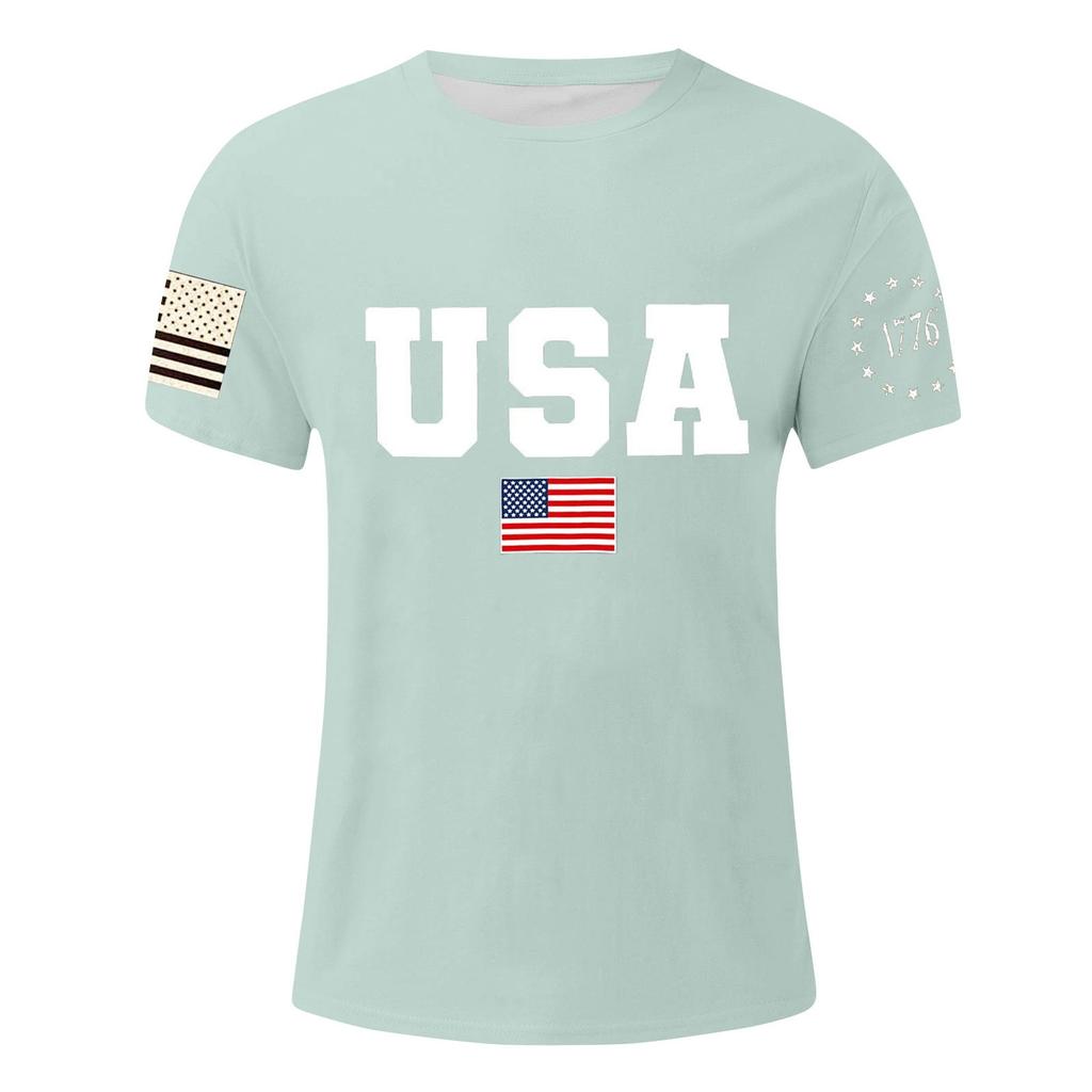 Мужская футболка с принтом ко Дню независимости, мужской свободный повседневный топ с короткими рукавами