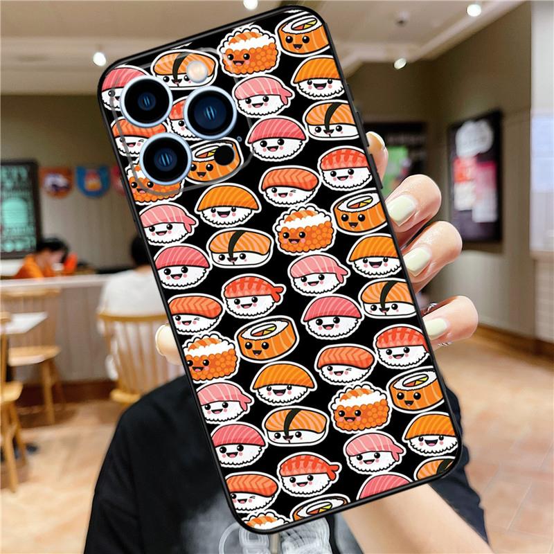 Food Sushi Case For iPhone 17 16 15 14 13 12 11 Pro Max Mini Plus 16e 17 Air Bumper Cover Accessories