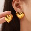 Серьги-гвоздики Wind Peach Heart Exaggerated Design Smooth Surface Non-blowning Earrings 18k Gold Titanium Steel Earrings Women